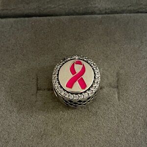 Pandora Breast Cancer Ribbon of Strength Dangle Charm Hope Bead Pendant